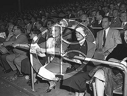 Fans in seats at Yankee Stadium at World Series 56N0273